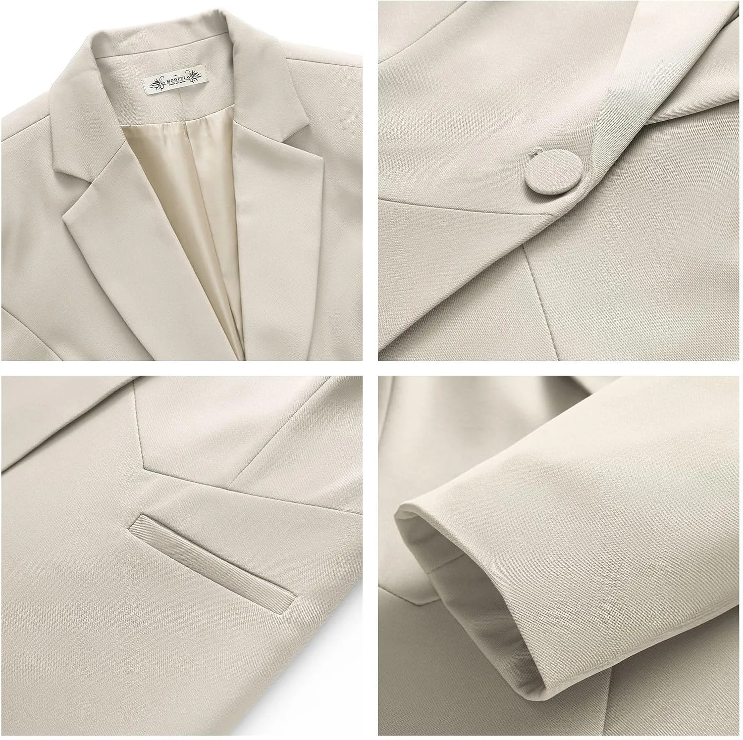 MODFUL Women's 2 Piece Business Suit Pant Set Slim Fit One Button Blazer Jacket Lady Work Suit for Office
