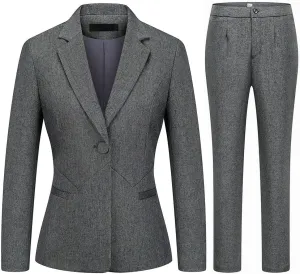 MODFUL Women's 2 Piece Business Suit Pant Set Slim Fit One Button Blazer Jacket Lady Work Suit for Office