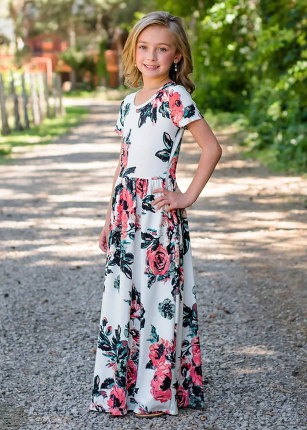 Mom and Me Floral Pattern Prints Matching Dresses