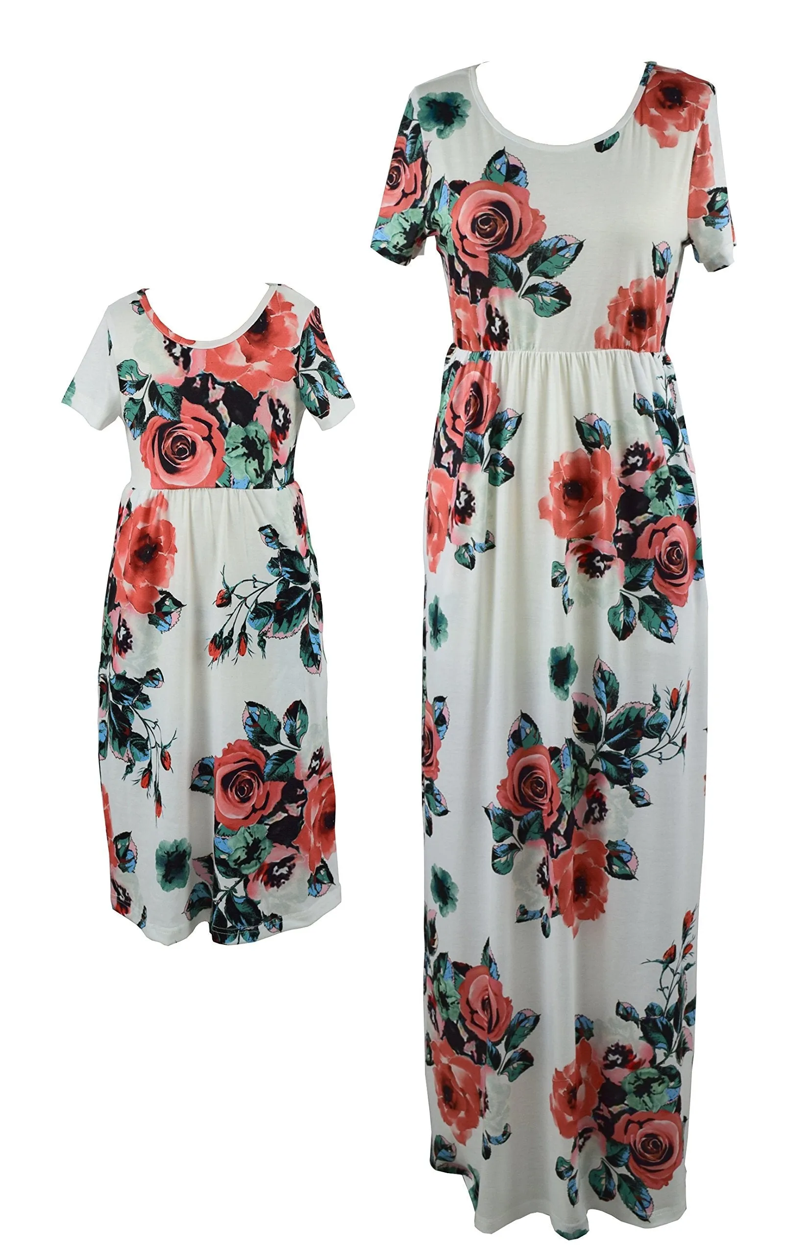 Mom and Me Floral Pattern Prints Matching Dresses