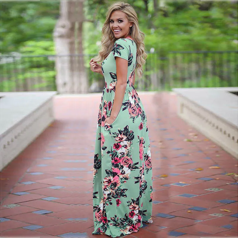 Mom and Me Floral Pattern Prints Matching Dresses