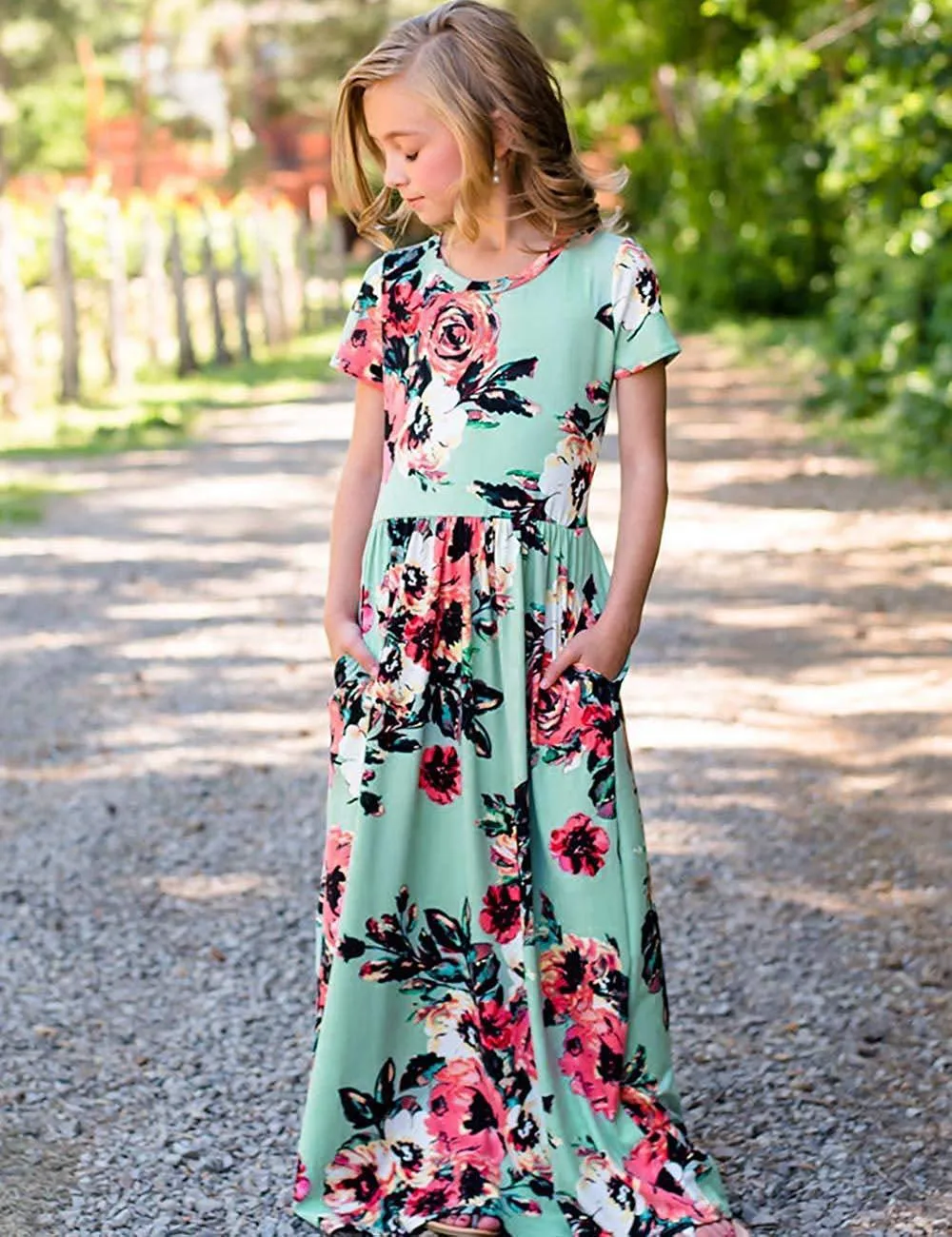 Mom and Me Floral Pattern Prints Matching Dresses