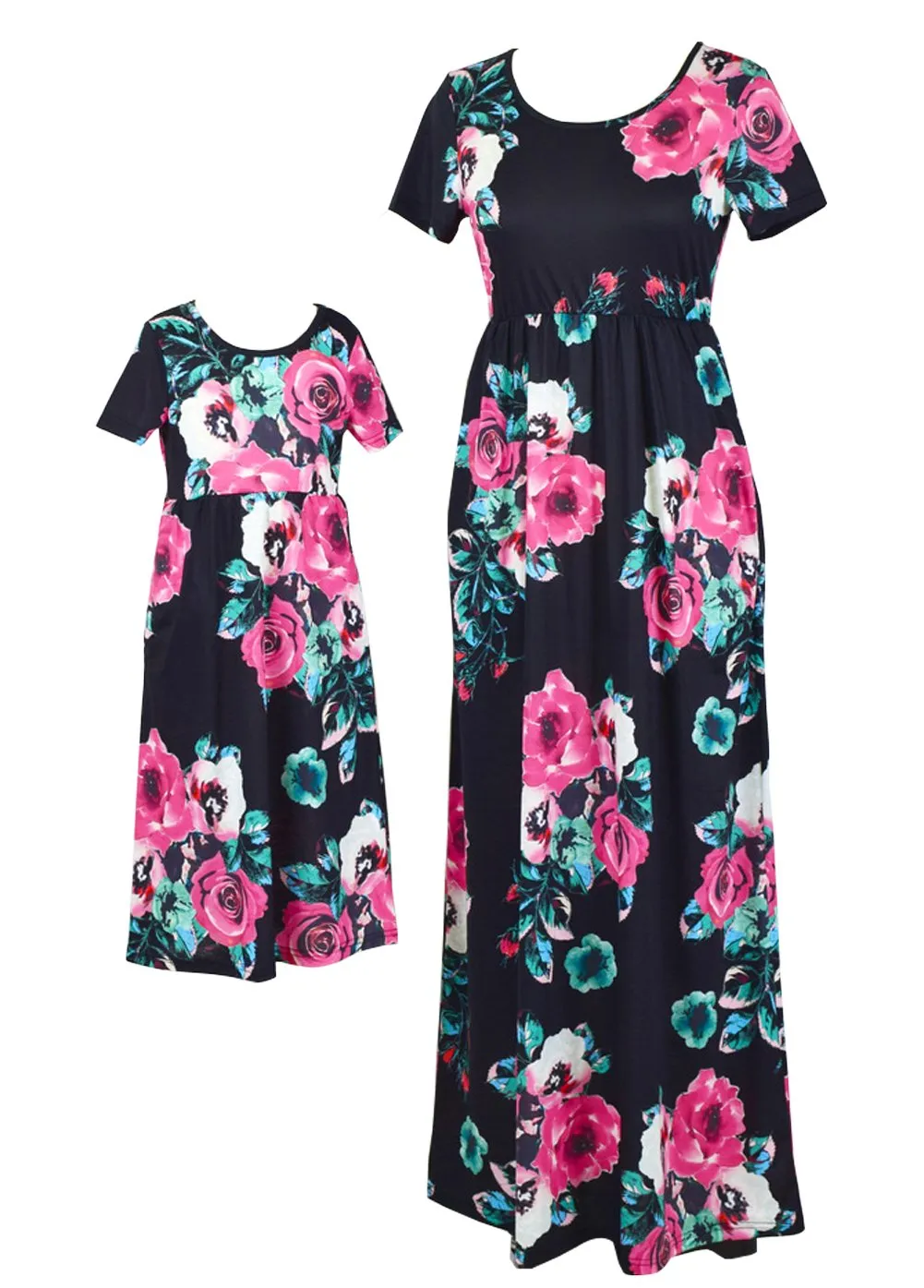 Mom and Me Floral Pattern Prints Matching Dresses