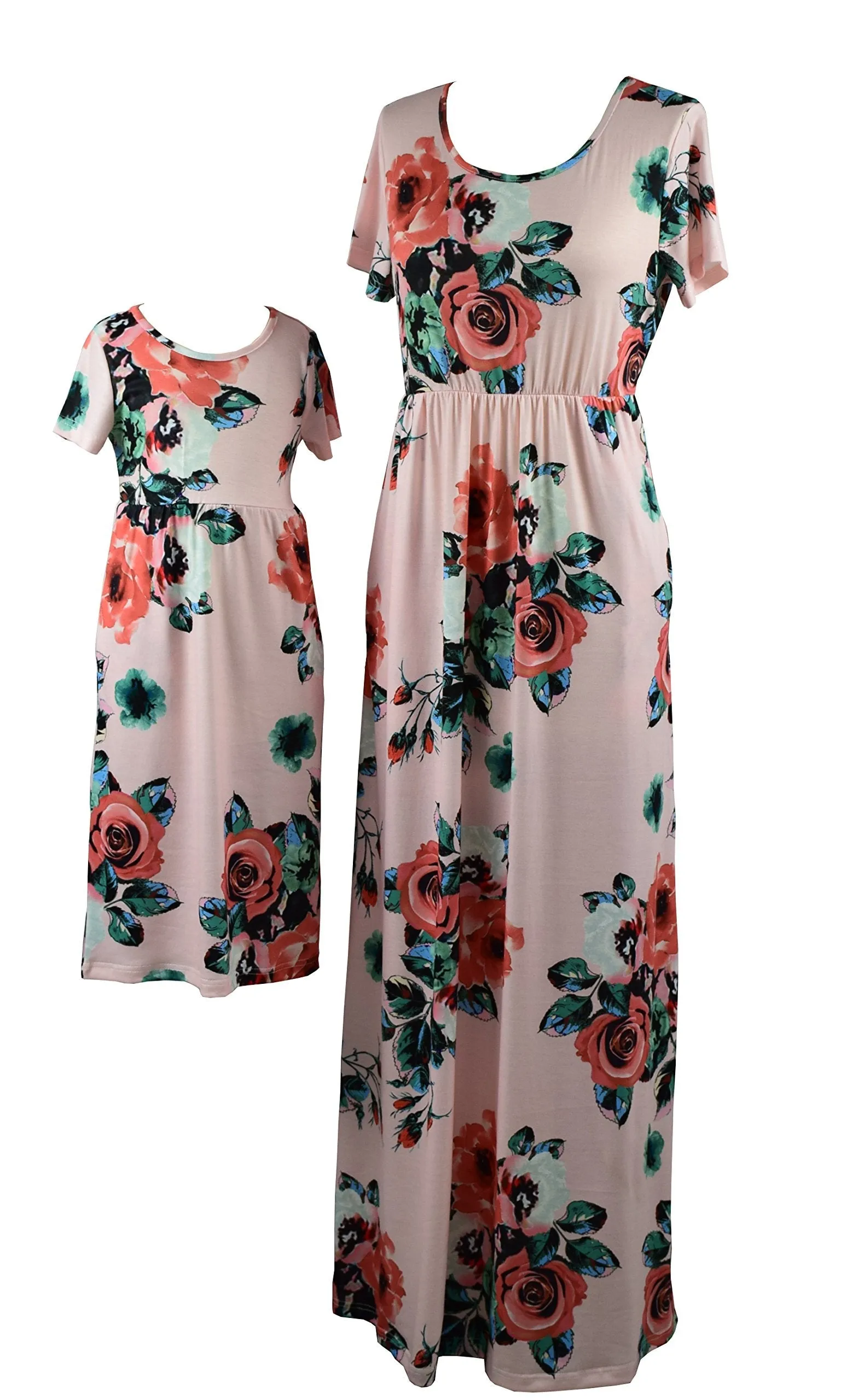 Mom and Me Floral Pattern Prints Matching Dresses