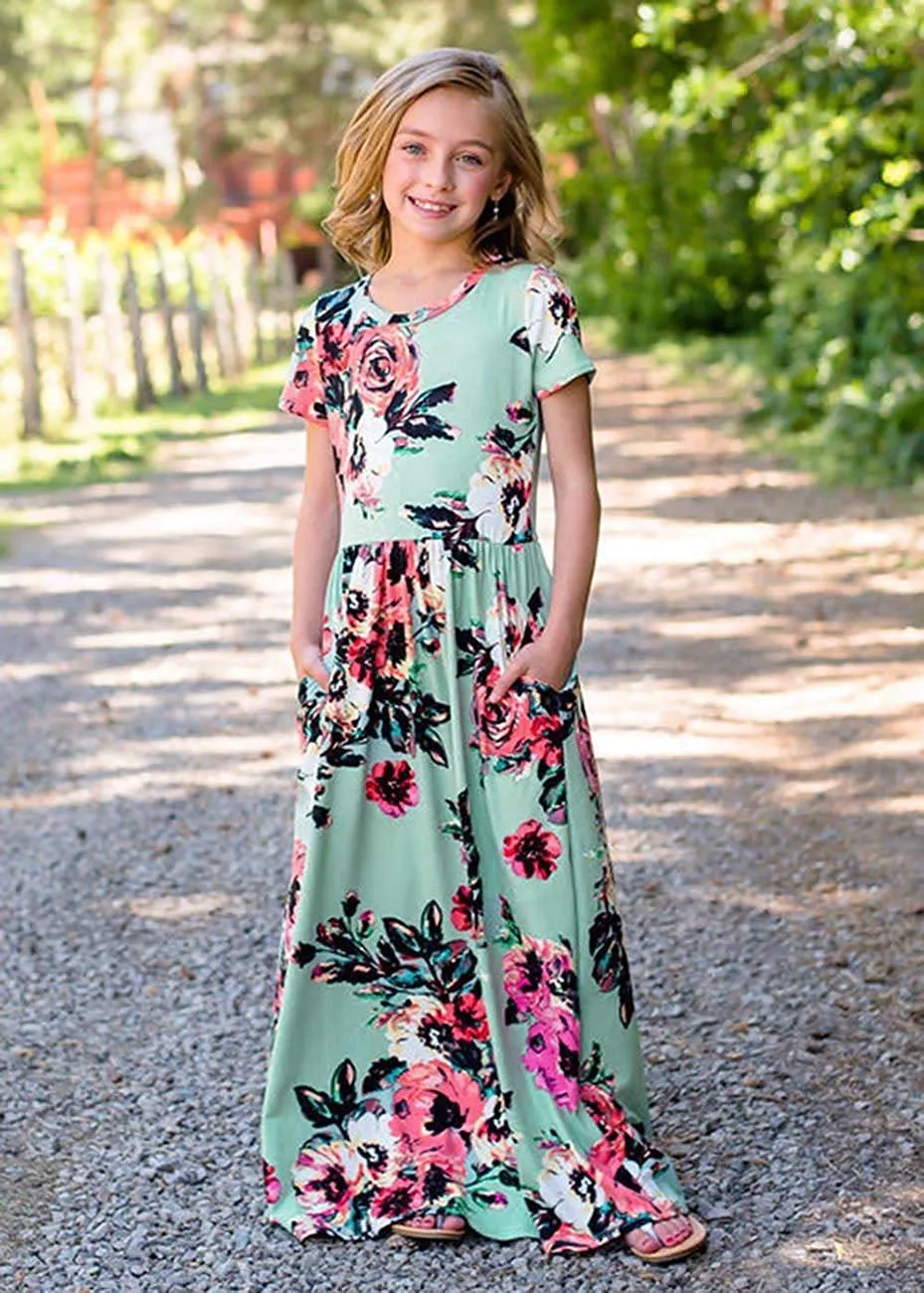 Mom and Me Floral Pattern Prints Matching Dresses