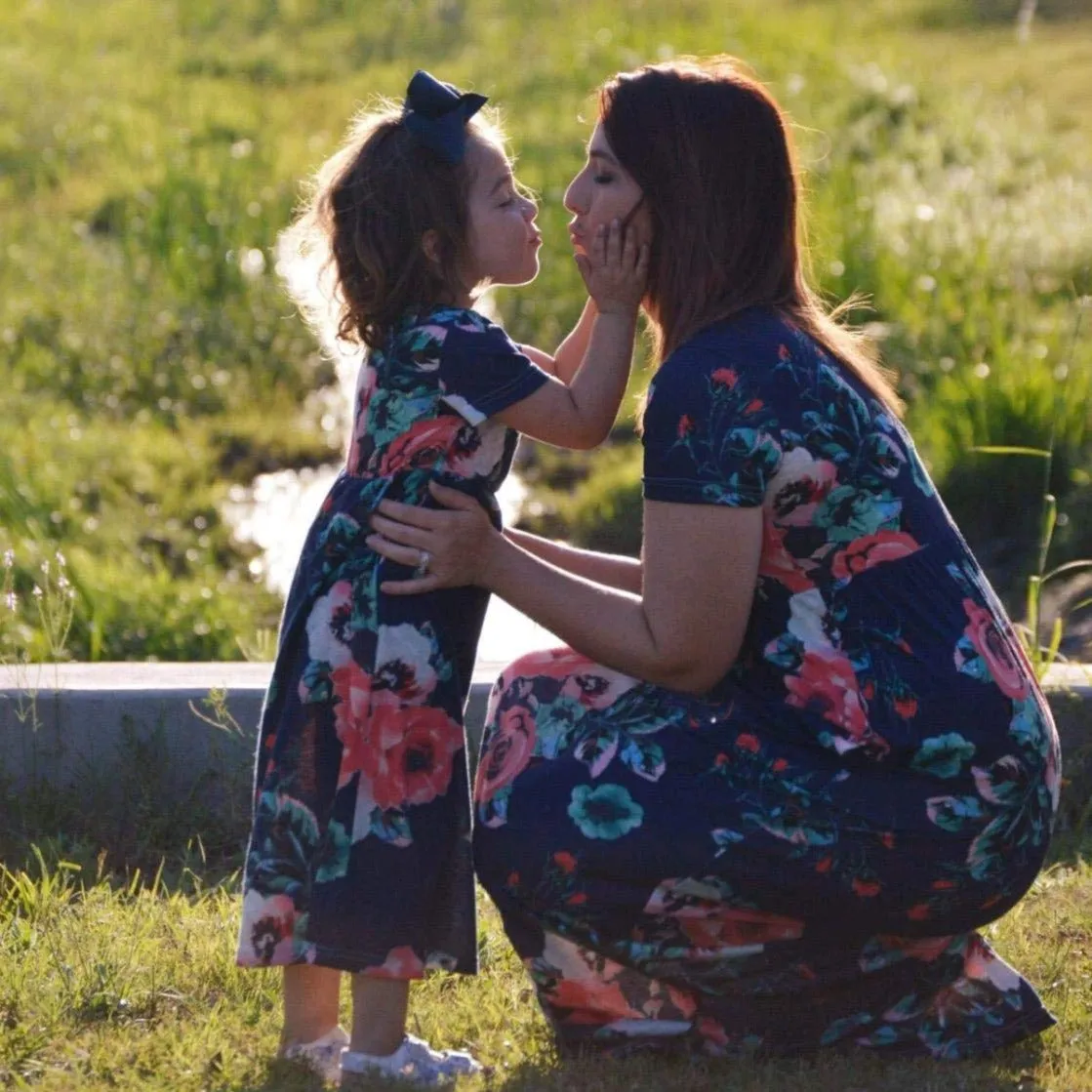 Mom and Me Floral Pattern Prints Matching Dresses