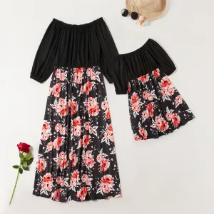 Mom and Me Floral Print Off The Shoulder Dress