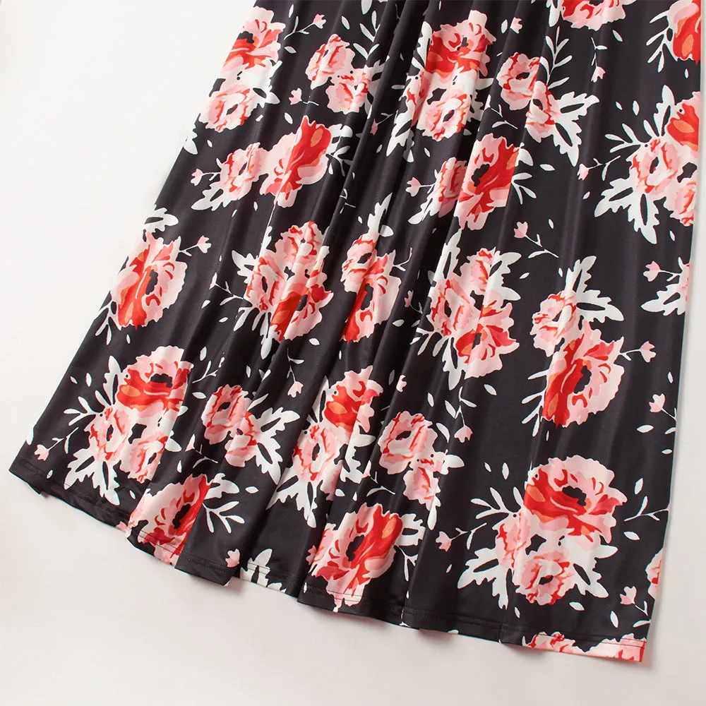 Mom and Me Floral Print Off The Shoulder Dress