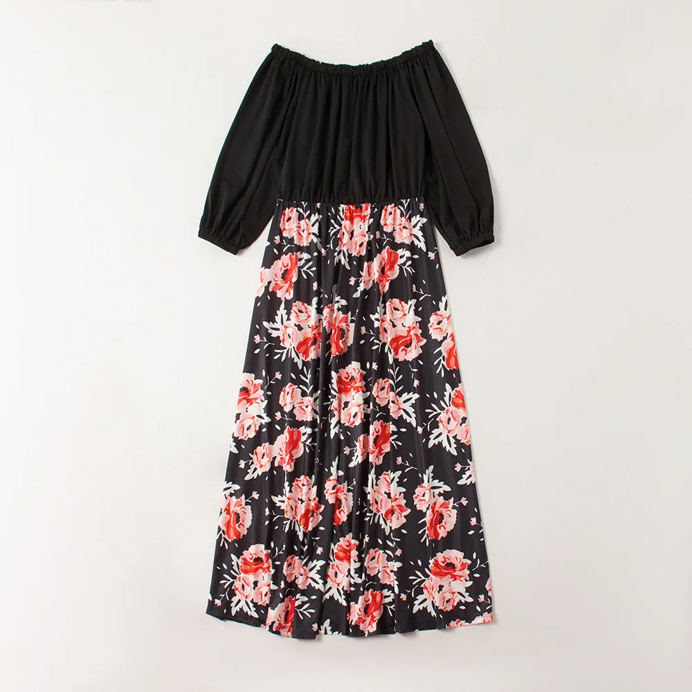 Mom and Me Floral Print Off The Shoulder Dress