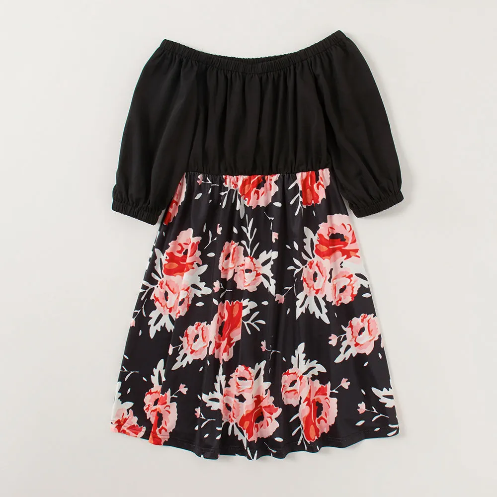 Mom and Me Floral Print Off The Shoulder Dress