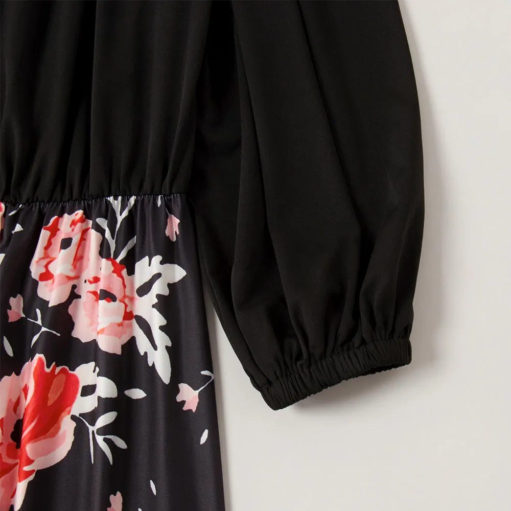 Mom and Me Floral Print Off The Shoulder Dress