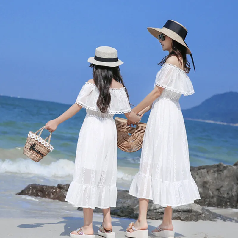 Mom and Me Lace Cold Shoulder Dress