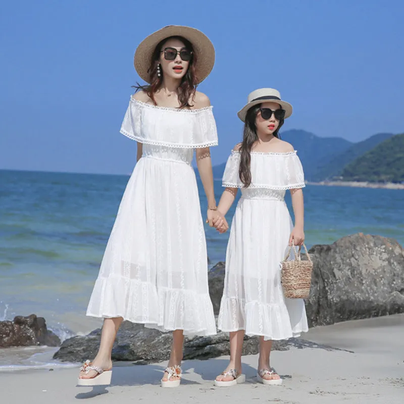 Mom and Me Lace Cold Shoulder Dress