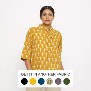 Mustard Block Printed Button-Down Cotton Shirt