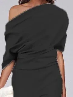 Off Shoulder Solid Long Straight Pants Jumpsuit for Women
