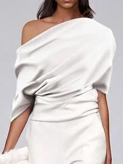 Off Shoulder Solid Long Straight Pants Jumpsuit for Women
