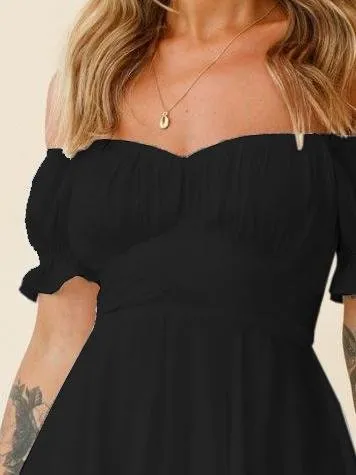 Off The Shoulder Lantern Lotus Leaf Sleeve Jumpsuit for Women