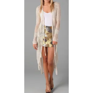 Off white crochet long  cardigan long sleeves