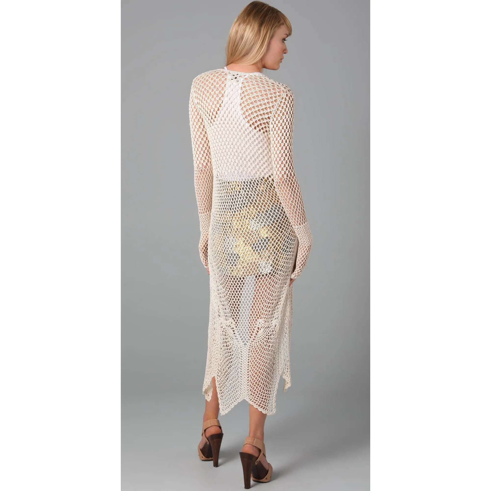 Off white crochet long  cardigan long sleeves