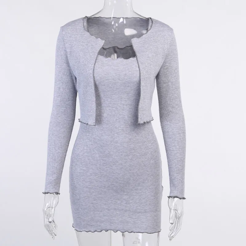 OL Two Piece Set Knitted Dress