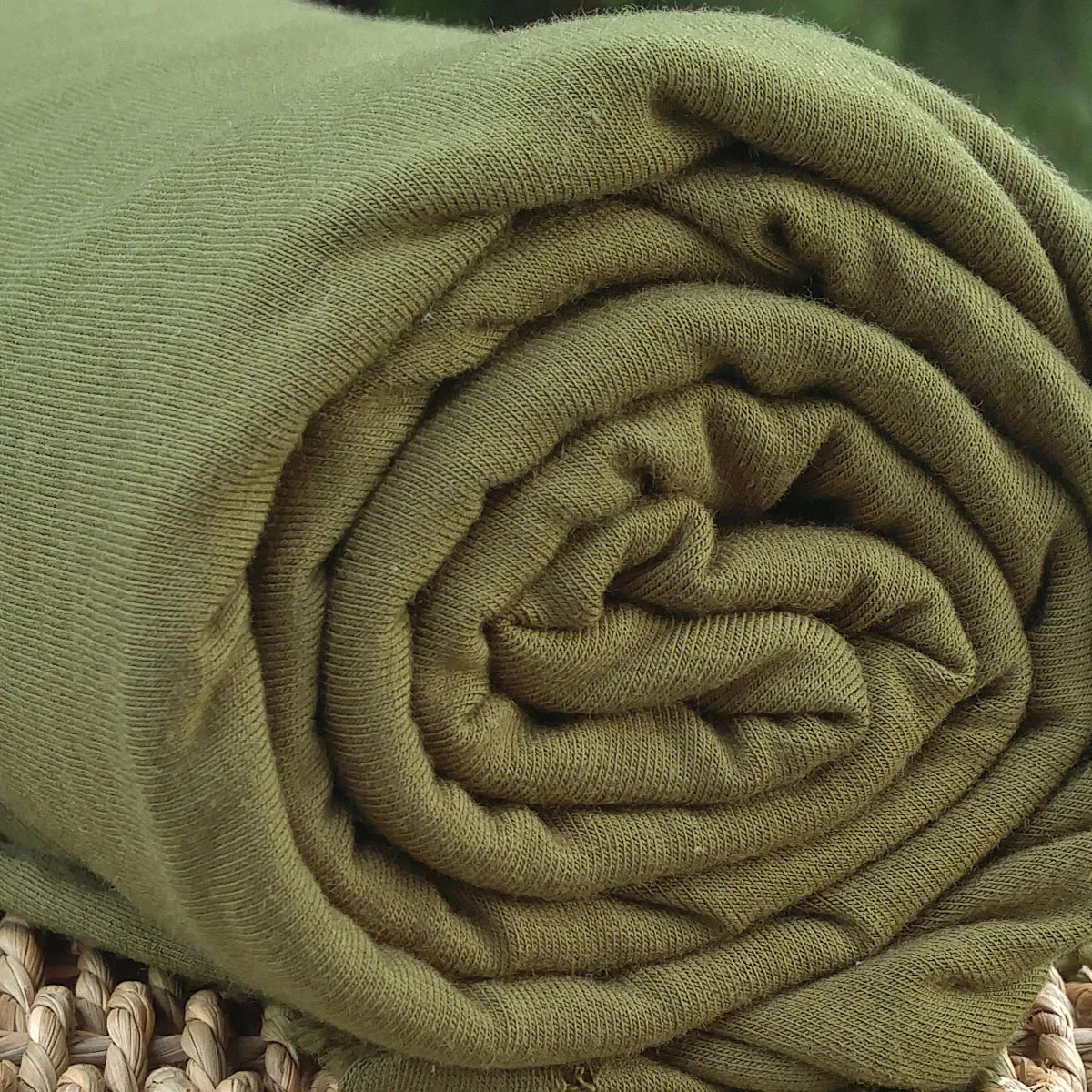 Olive Bamboo Stretch Jersey Fabric by the Yard