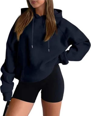 Oversized Hoodies for Women Fleece Hooded Sweatshirt Loose Fitting Tops Drawstring Long Sleeve Pullover with Pocket