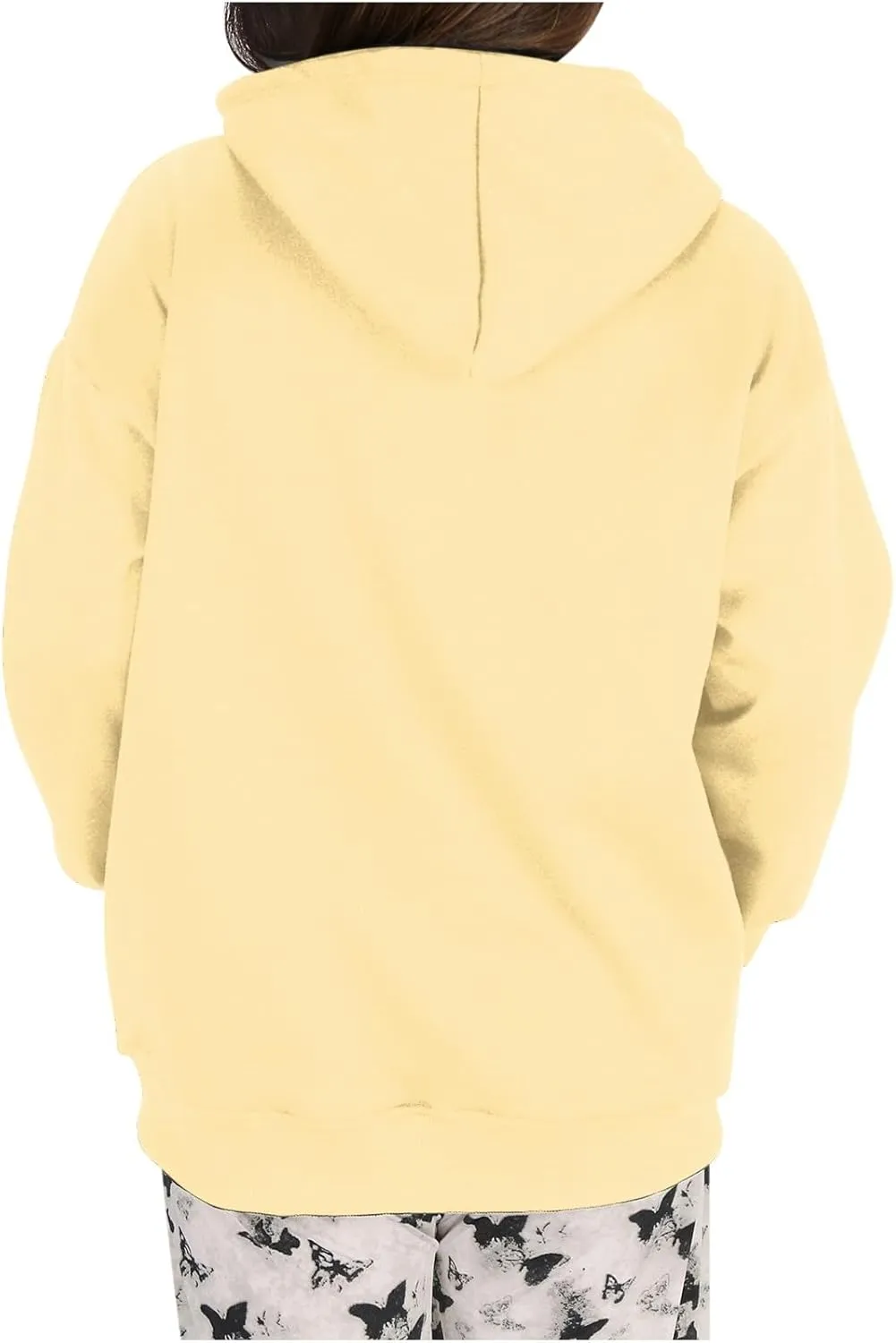Oversized Sweatshirt For Women Fleece Hoodies Casual Long Sleeve Pullover Top Solid Color Cute Hoodie With Pocket