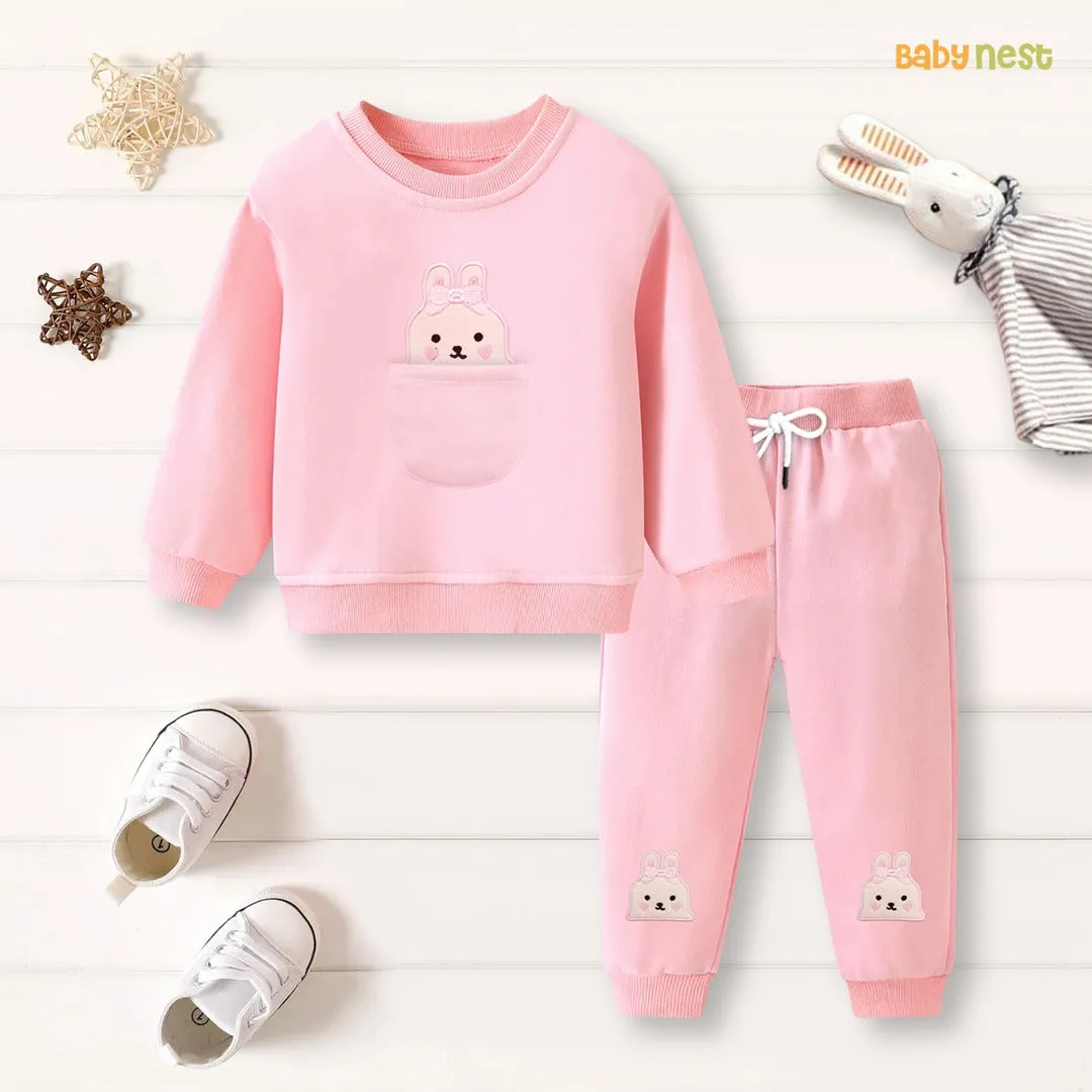 Pastel Bunny Cuddle Fleece Tracksuit for Kids