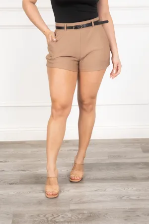 Patty - Nude Belted Formal-Casual Shorts