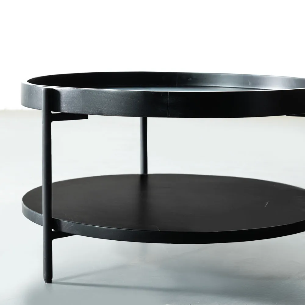 Stylish PAVIA - Premium Black Acacia Wood Coffee Table