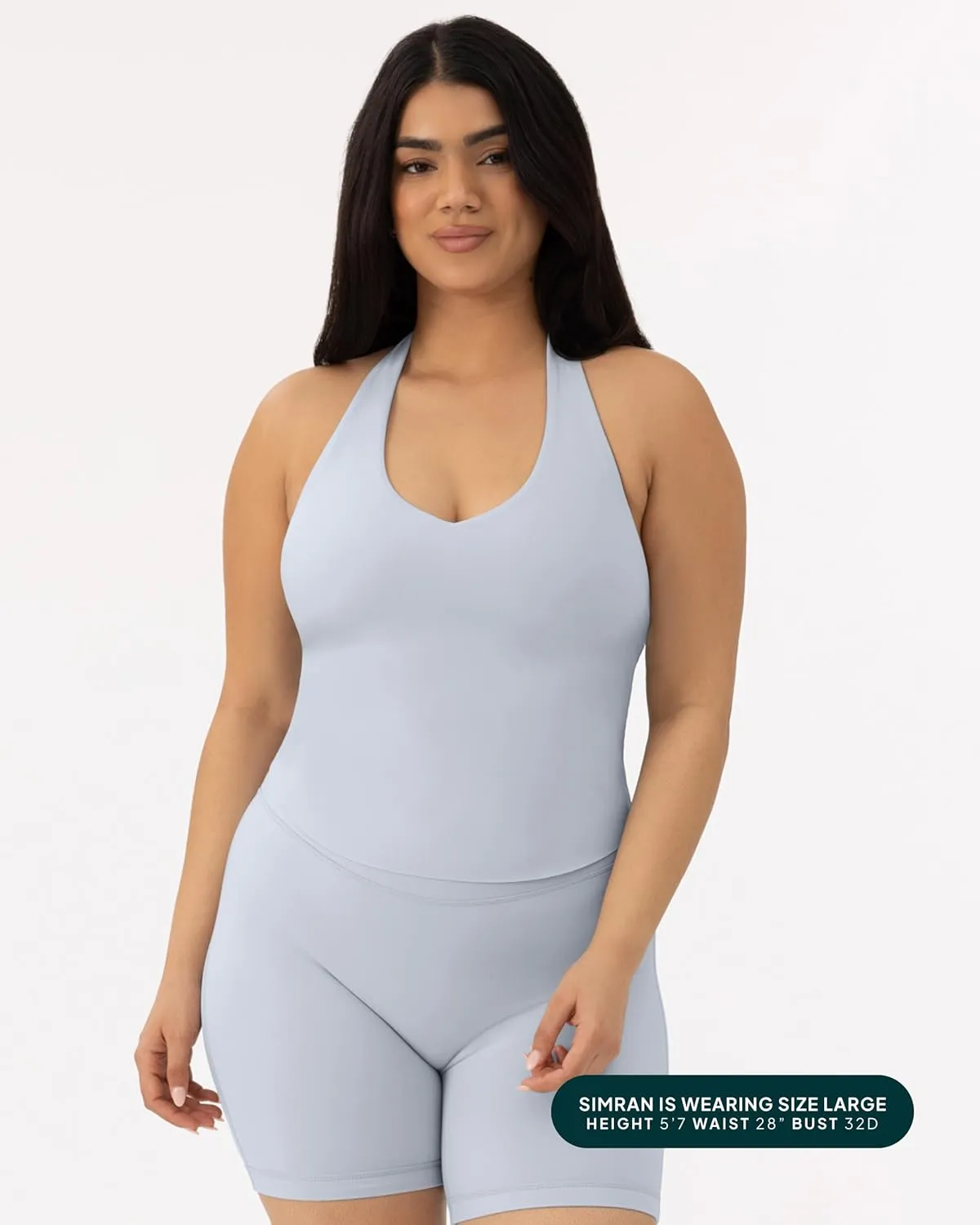 PAVOI ACTIVE Workout Halter Tops for Women Built in Bra - Low Support V Neck Backless Sports Tank Top Shelf Bra - HiPerform