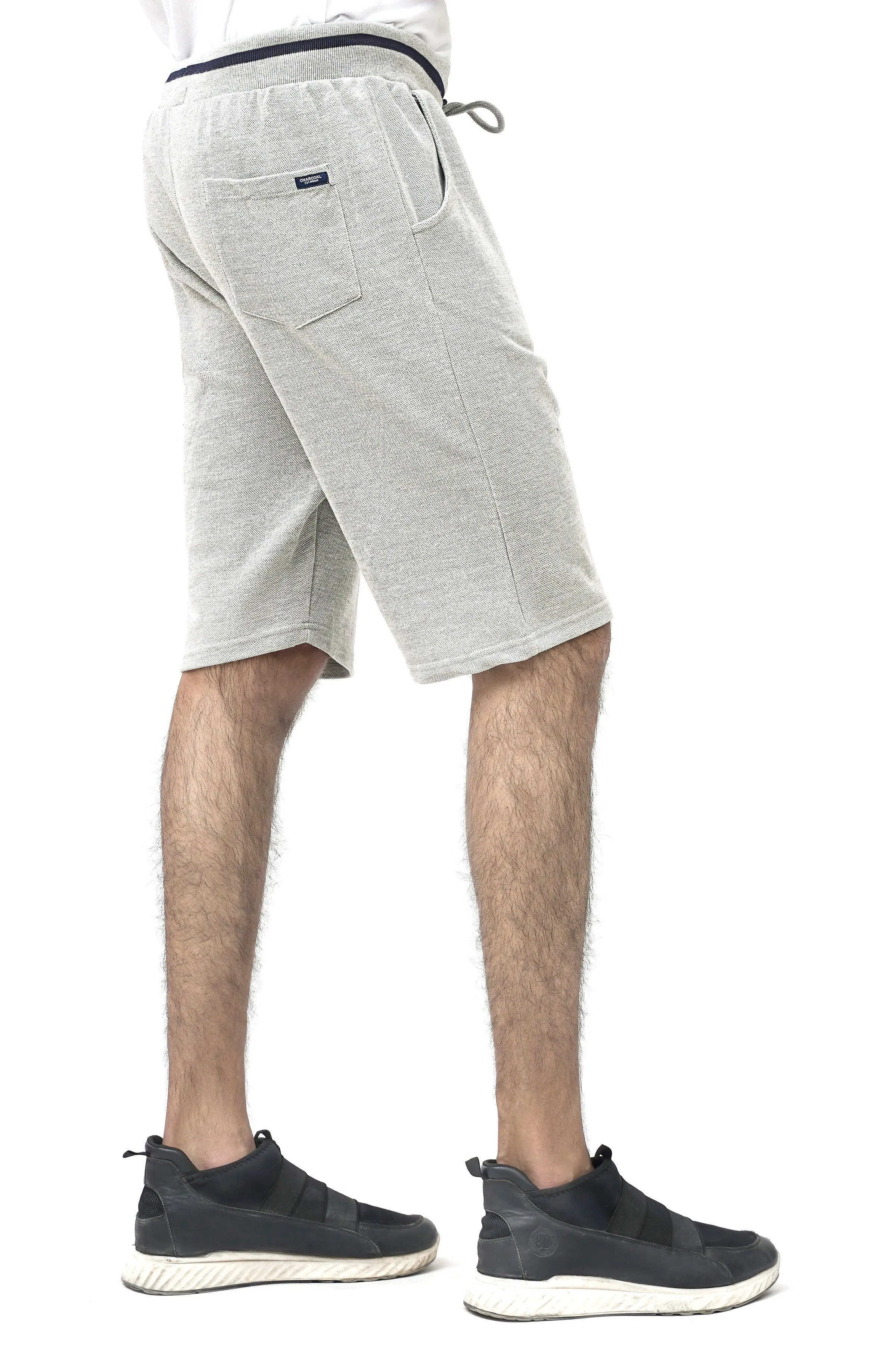 PIQUE REGULAR FIT GREY MELANGE SHORTS