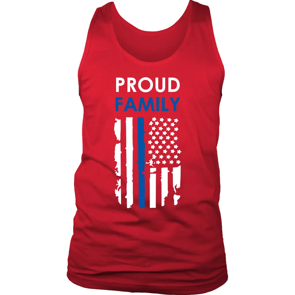 "Proud family" - Thin Blue Line Flag Tank tops