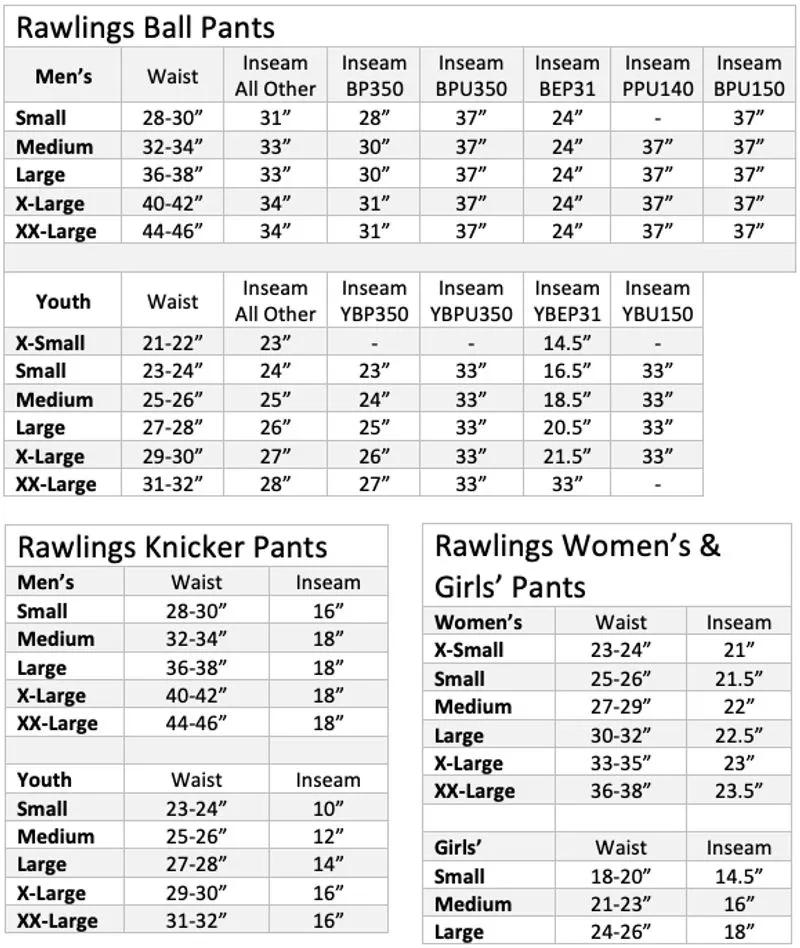 Rawlings Senior Knicker BP150K-W Baseball Pants