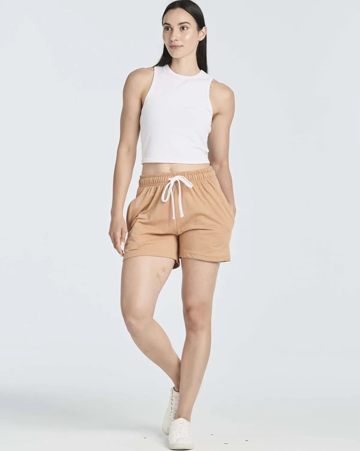 Real Essentials 3 Pack: Womens Cotton French Terry Shorts Pockets - Casual Athletic Lounge (Available in Plus)
