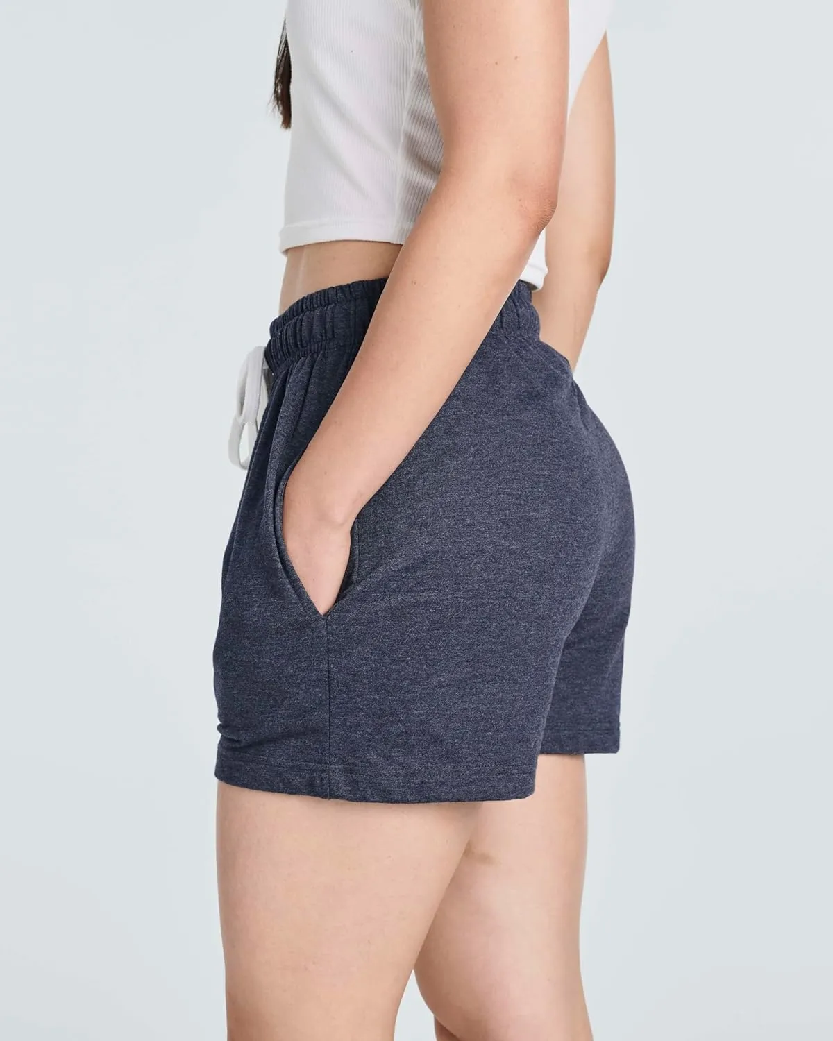 Real Essentials 3 Pack: Womens Cotton French Terry Shorts Pockets - Casual Athletic Lounge (Available in Plus)