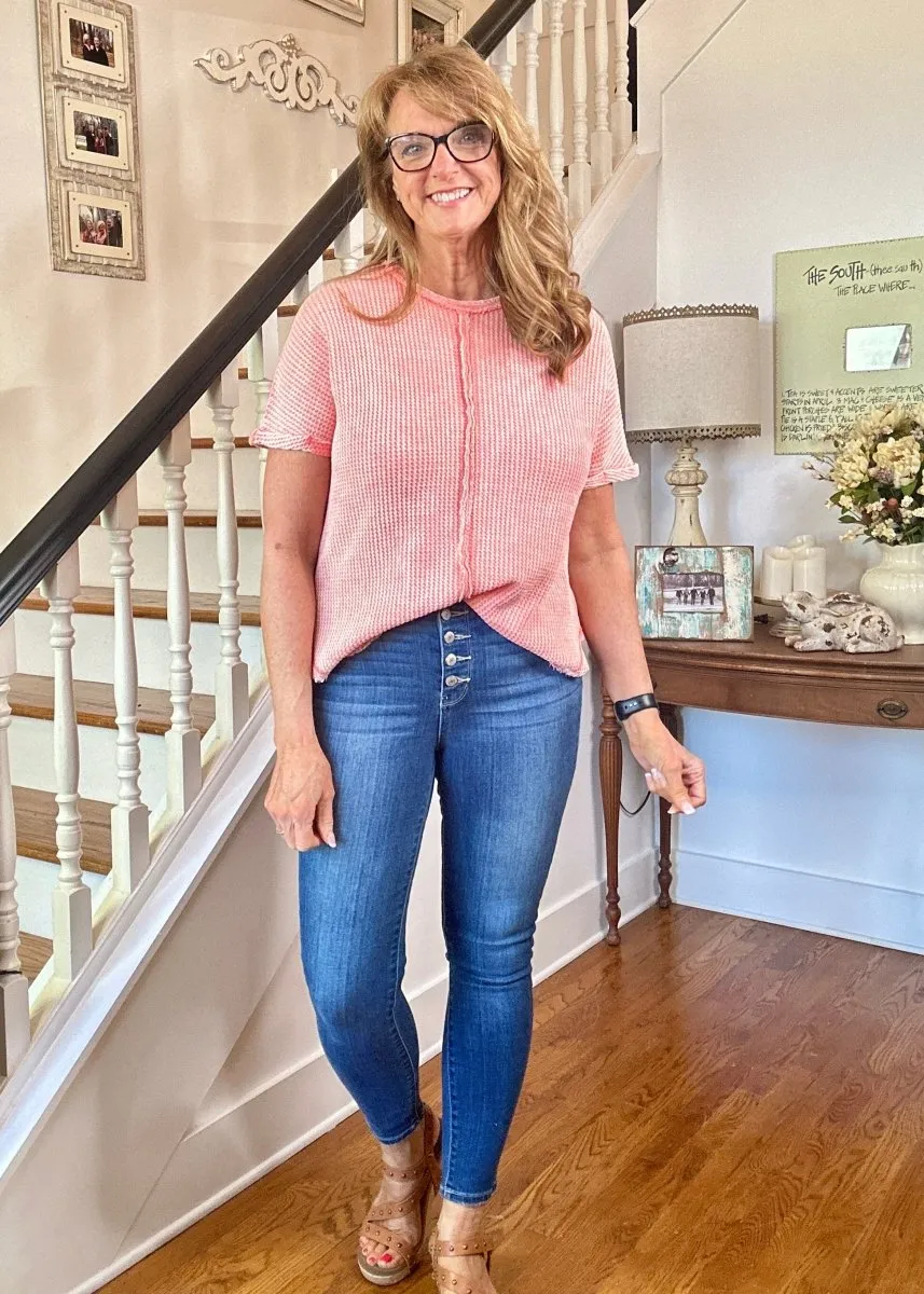Rebecca Baby Waffle Top - Coral