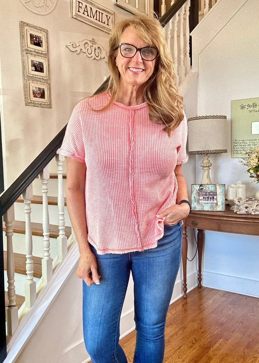 Rebecca Baby Waffle Top - Coral