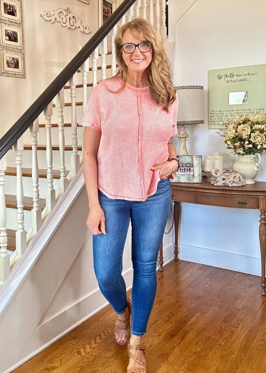 Rebecca Baby Waffle Top - Coral