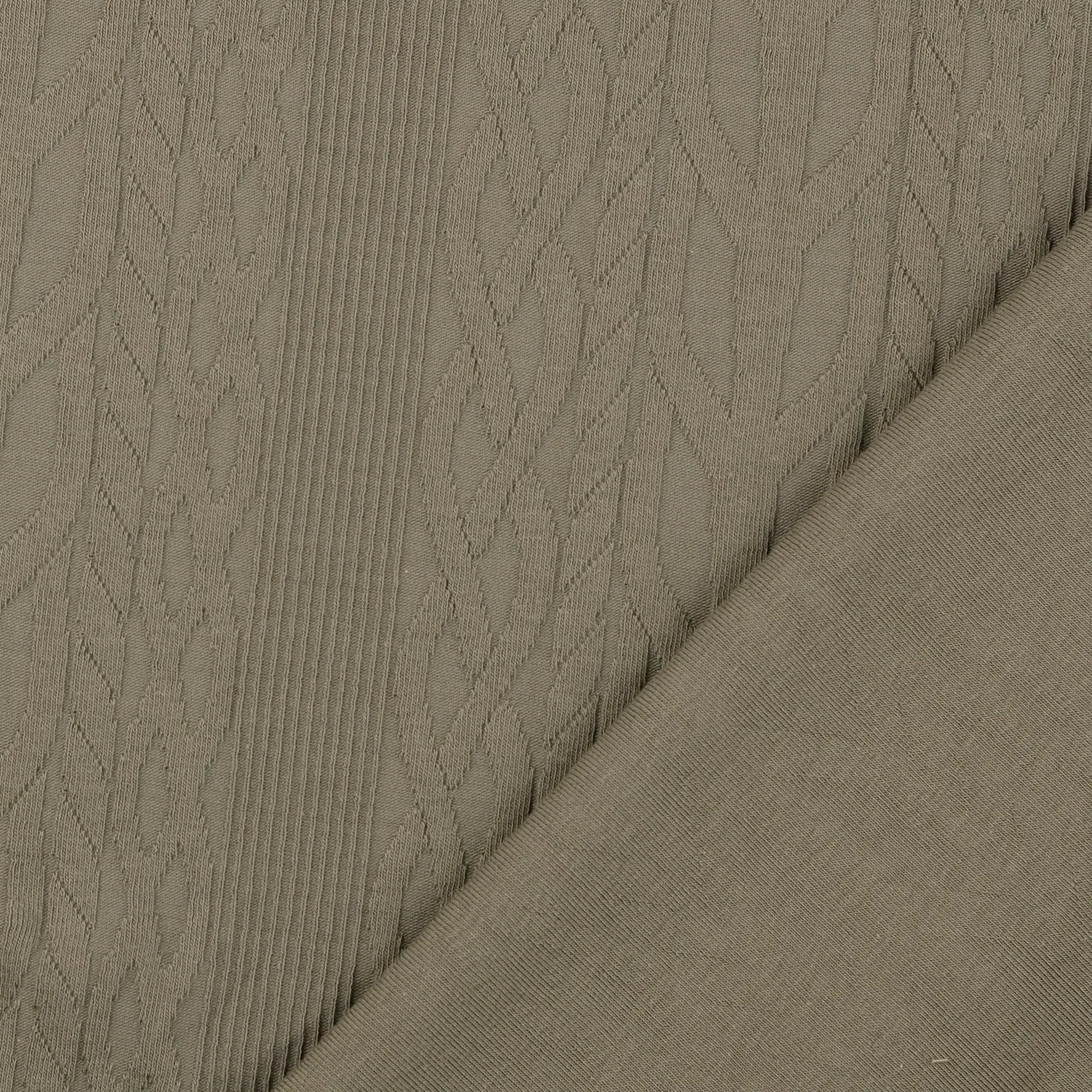 REMNANT 1.74 metres - Cotton Cable Knit Fabric in Olive