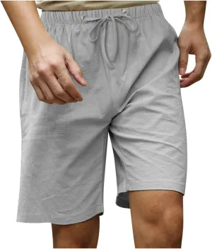 RTRDE Men's Shorts Casual Fashion Cotton Linen Drawstring Solid Color Beach Short Pants Shorts Men