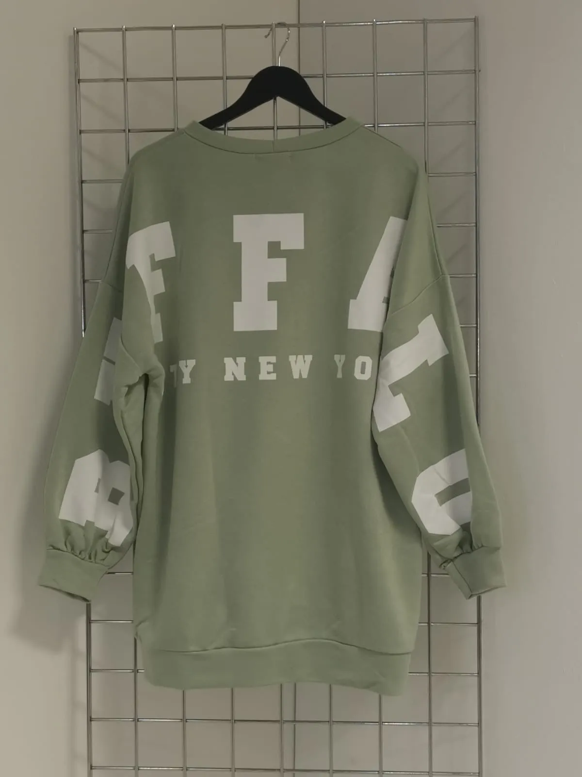 Sage Buffalo Slogan Oversized Sweatshirt Jumper Dress
