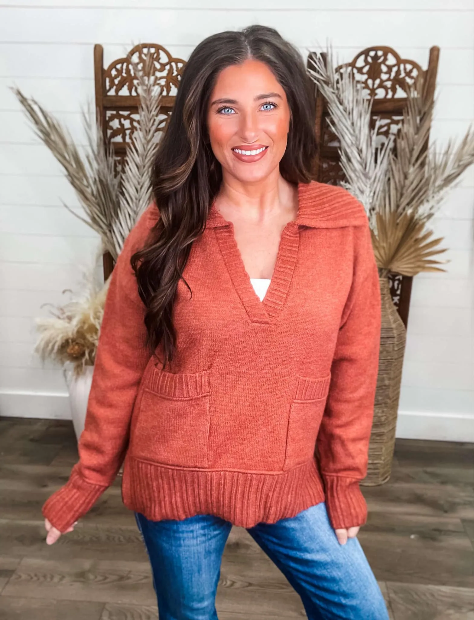 See What Happens Collared Sweater - Marsala ( was 48.90)