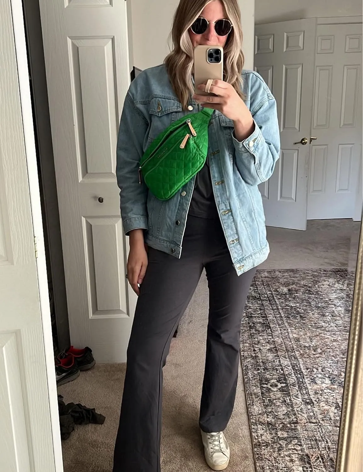 SeekMe Women's Oversized Jean Jacket Plus Size Button Down Washed Mid Long Denim Jacket