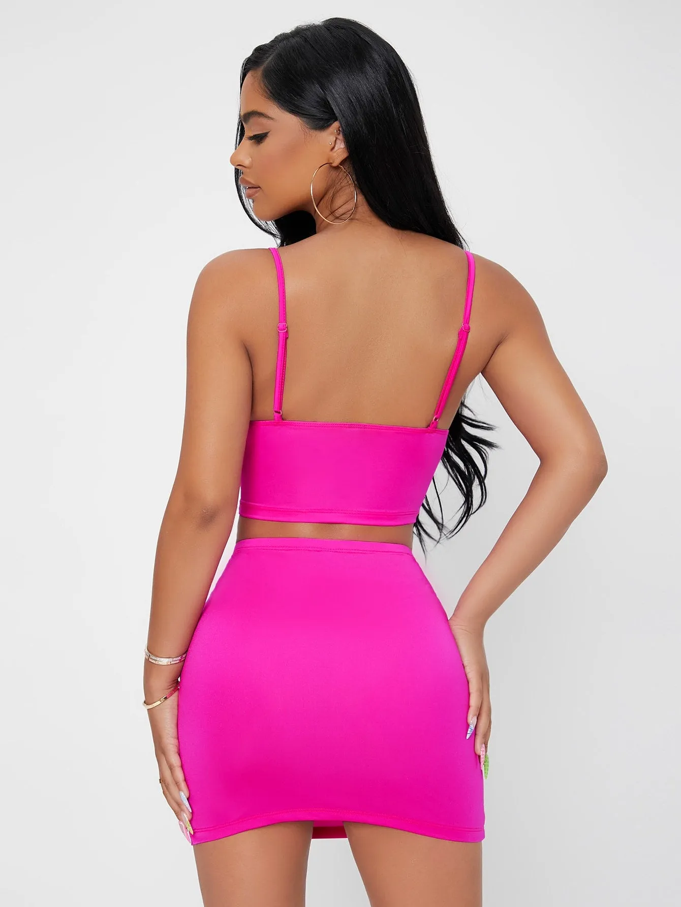 Sexy Plain Sleeveless Spaghetti Strap Women Two-Piece Outfits