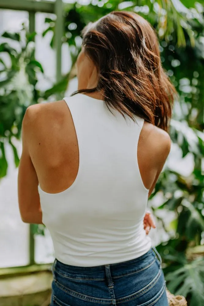 Sleek Jersey Solid Tank in Ivory