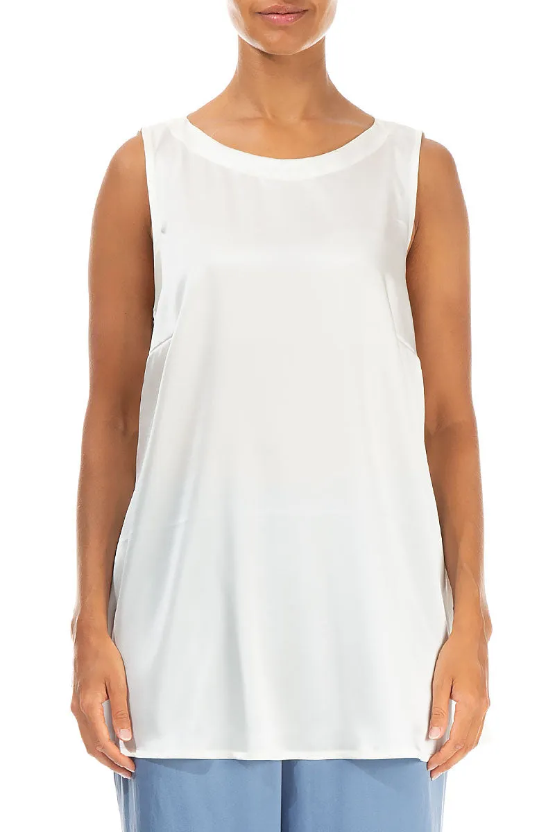 Sleeveless White Silk Top
