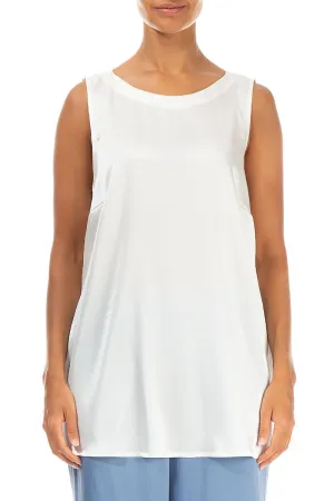 Sleeveless White Silk Top