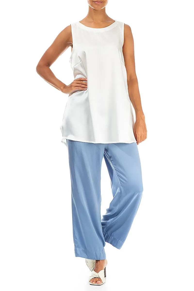 Sleeveless White Silk Top