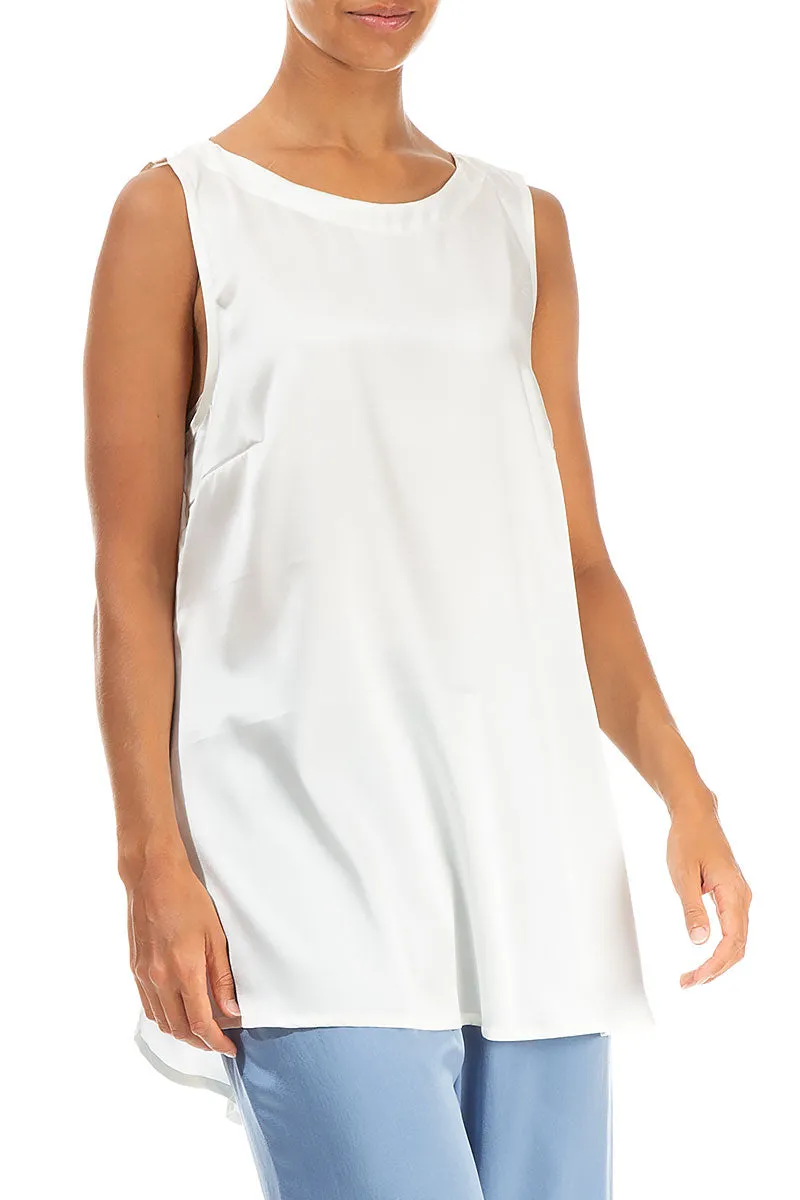 Sleeveless White Silk Top